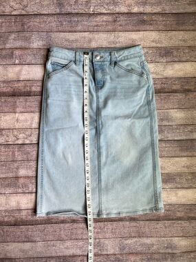 Westbound Light Blue Denim Skirt with Contrast Stitching